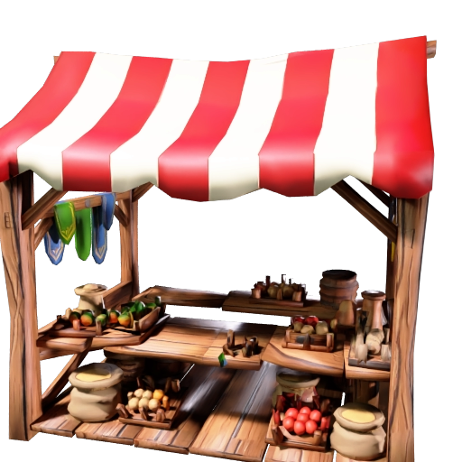 Low Poly Medieval Market Stall